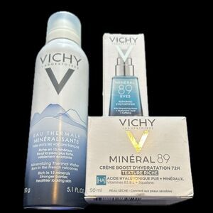VICHY MINÉRAL 89 RICH CREAM
72H Moisture EYE GEL 15ML & VOLCANIC WATER FACE MIST